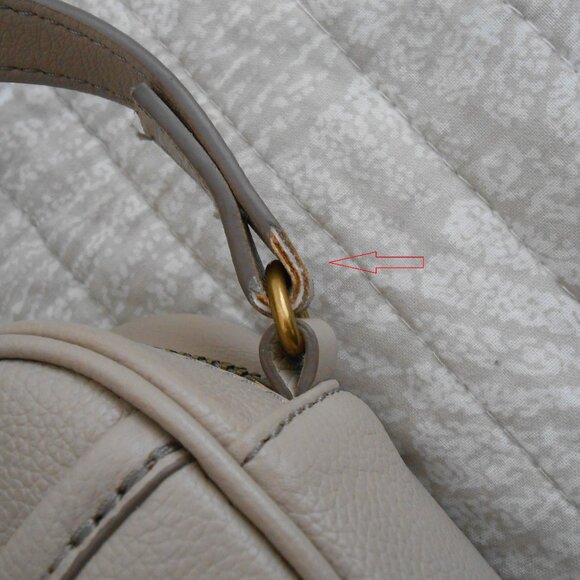 Fossil Taupe Color Neutral Leather Crossbody Bag read details. - Picture 5 of 15